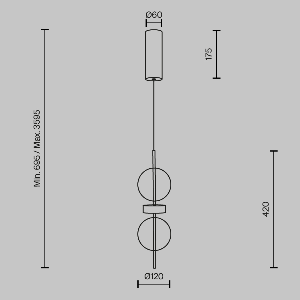 Подвесной светильник с плафоном из стекла с зеркальным градиентом Double Moon во Владивостоке