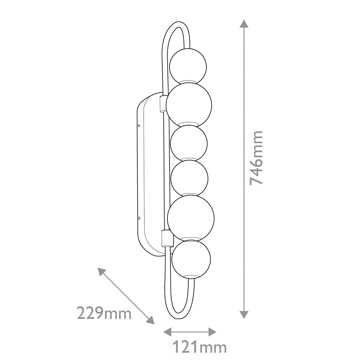 Бра цвета латунь с 6-ю рифлеными плафонами шаровидной формы Alora во Владивостоке
