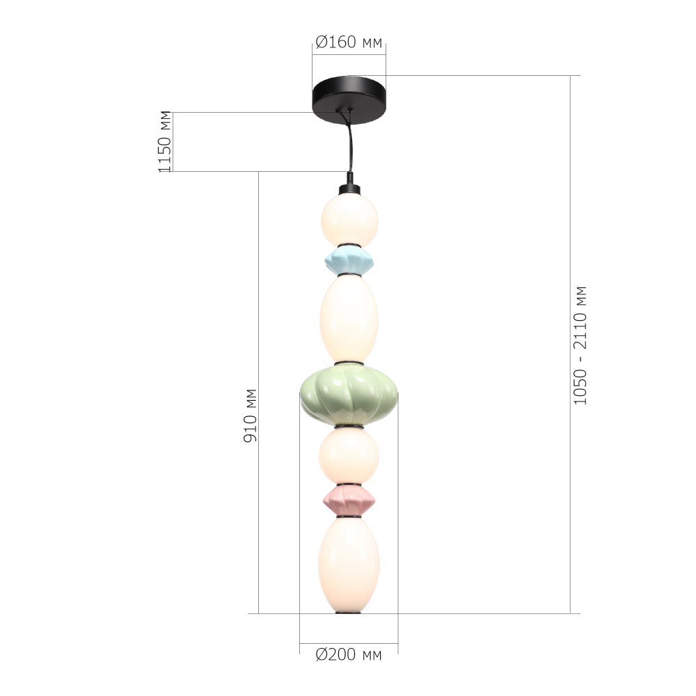 Подвесной светильник фигурный с керамическими элементами 32W LED Fragrant Light во Владивостоке