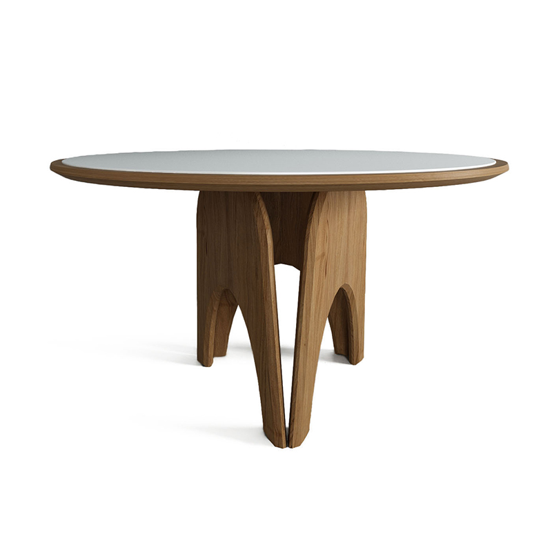 Обеденный круглый стол из дерева со столешницей из камня Pelican Dinner Table Древесина Белый Обеденный круглый стол из дерева со столешницей из камня Pelican Dinner Table Древесина Белый во Владивостоке | Loft Concept