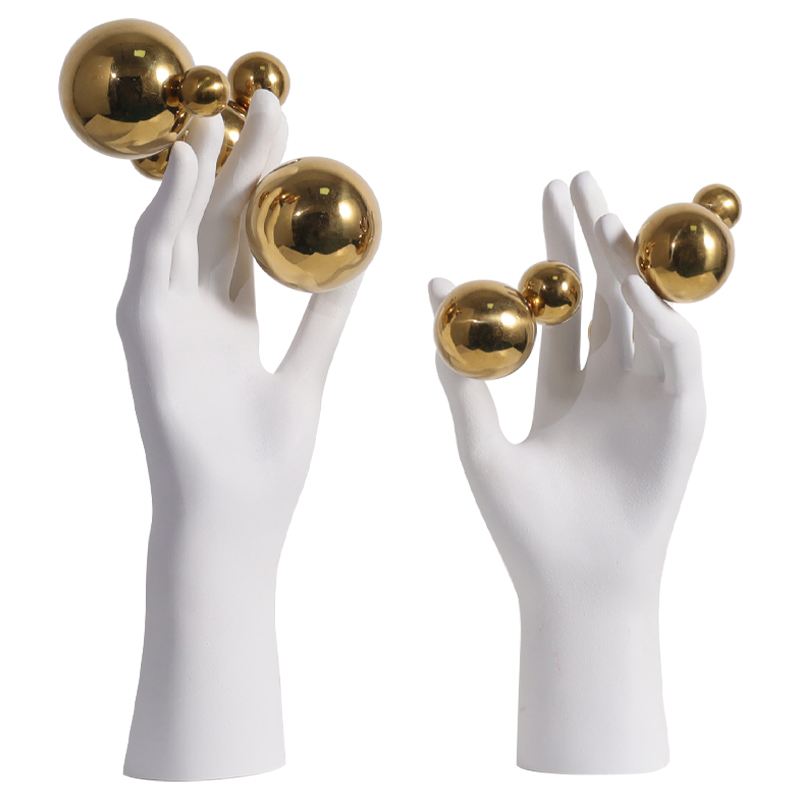 Декоративная статуэтка Hand with Spheres Statuette Белый Глянцевое золото Декоративная статуэтка Hand with Spheres Statuette Белый Глянцевое золото во Владивостоке | Loft Concept