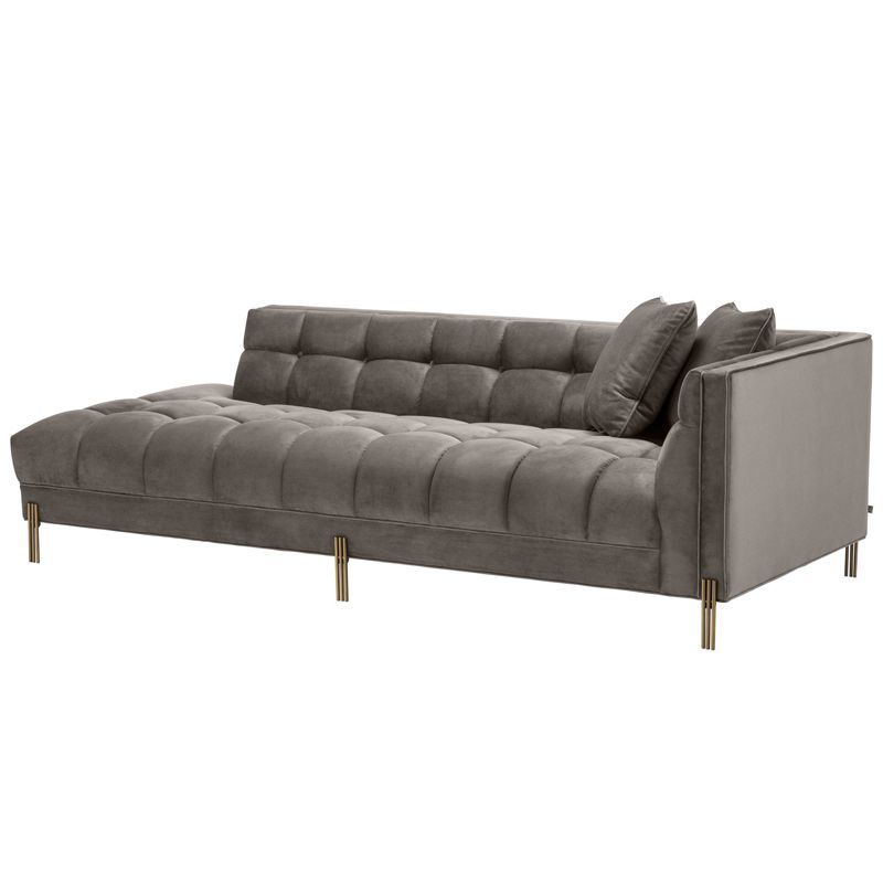 Кушетка Eichholtz Lounge Sofa Sienna Right Серый Матовая латунь Кушетка Eichholtz Lounge Sofa Sienna Right Серый Матовая латунь во Владивостоке | Loft Concept