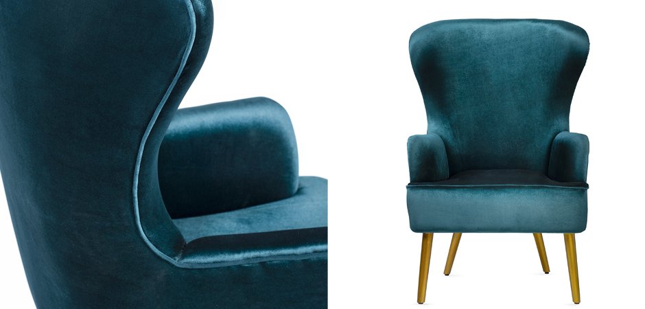 Кресло Wingback Dining Chair turquoise velor Кресло Wingback Dining Chair turquoise velor - Loft-Concept во Владивостоке