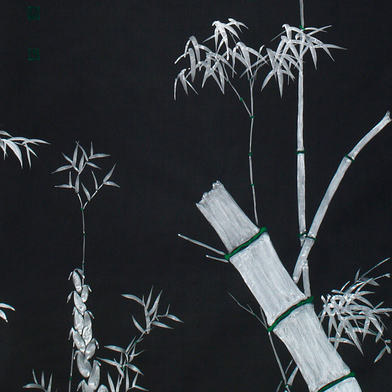 Обои ручная роспись Bamboo Argent on Pitch dyed silk Обои ручная роспись Bamboo Argent on Pitch dyed silk во Владивостоке | Loft Concept