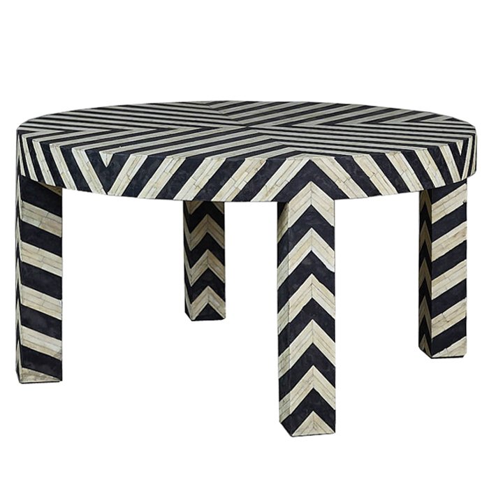 Кофейный стол Inlaid Bone Zigzag Белый Черный Кофейный стол Inlaid Bone Zigzag Белый Черный во Владивостоке | Loft Concept