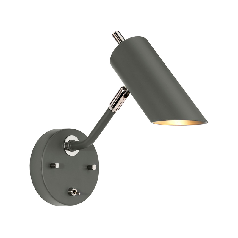 Бра с цилиндрическим плафоном и круглым основанием с выключателем Elstead Lighting Никель Серый во Владивостоке | Loft Concept 