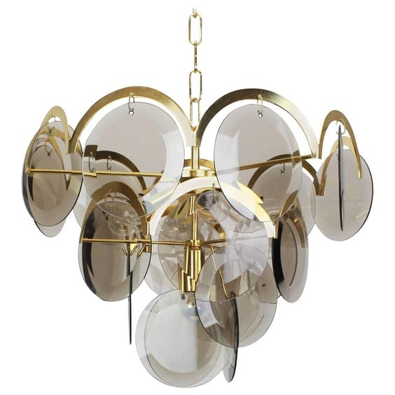 Люстра 1960S VISTOSI SMOKED GLASS DISC CHANDELIER Золотой Стекло Смок Люстра 1960S VISTOSI SMOKED GLASS DISC CHANDELIER Золотой Стекло Смок во Владивостоке | Loft Concept