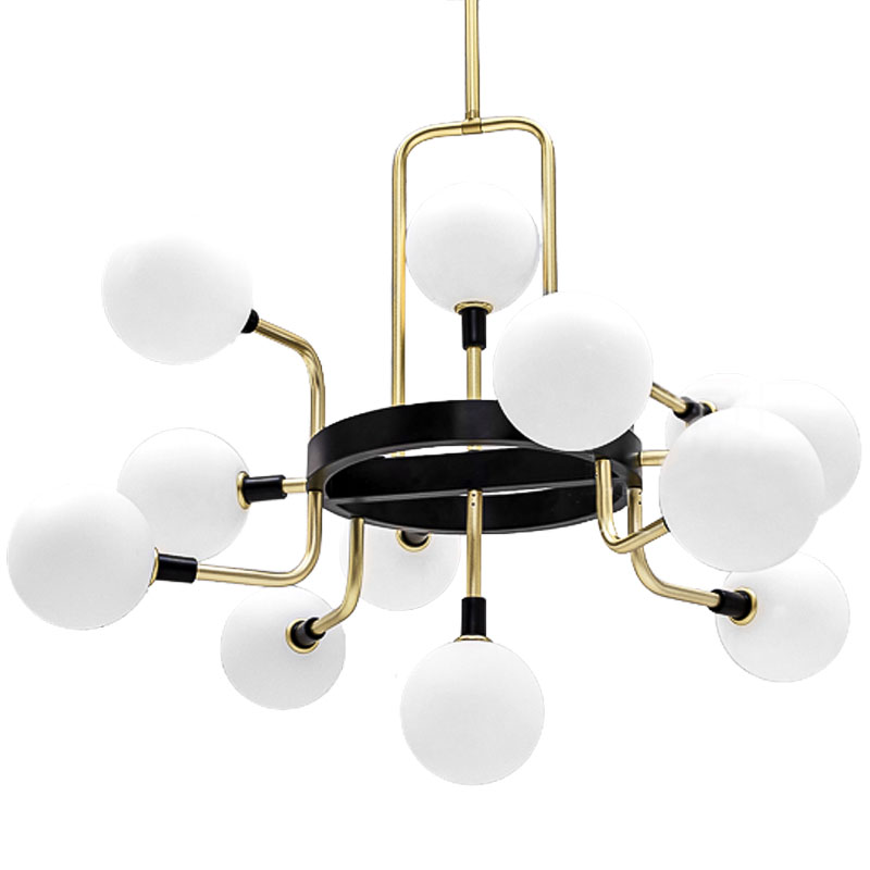 Люстра TECH Lighting Viaggio Chandelier 12 Черный Белый Глянцевое золото во Владивостоке | Loft Concept 