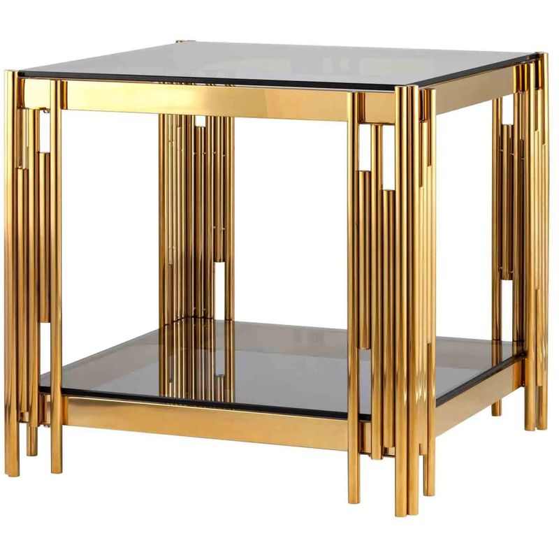 Стол приставной Collection ACCORD Gold Глянцевое золото Стекло Смок Стол приставной Collection ACCORD Gold Глянцевое золото Стекло Смок во Владивостоке | Loft Concept