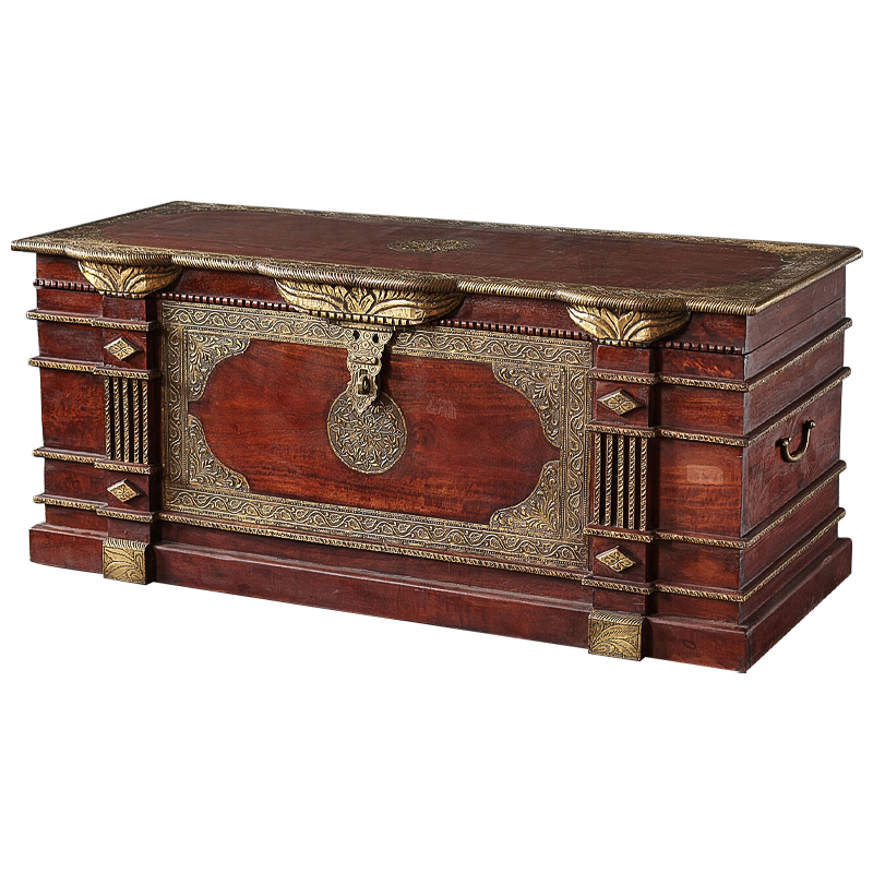 Сундук с латунной чеканкой Tejas Indian Inlaid Chest Коричневый Латунь Сундук с латунной чеканкой Tejas Indian Inlaid Chest Коричневый Латунь во Владивостоке | Loft Concept