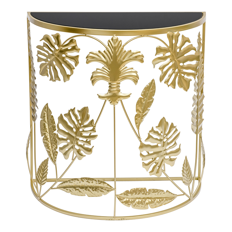 Консоль Tropical Gold Leaves Console Золотой Черный Консоль Tropical Gold Leaves Console Золотой Черный во Владивостоке | Loft Concept