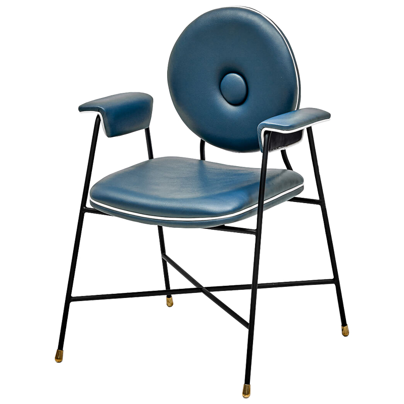 Стул с подлокотниками Oliver Chair II Черный Синий Стул с подлокотниками Oliver Chair II Черный Синий во Владивостоке | Loft Concept