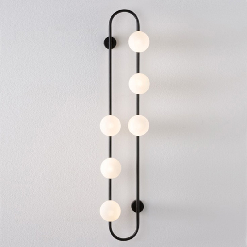 Бра HOOP WALL Lamp Black 6 Черный Белый во Владивостоке | Loft Concept 