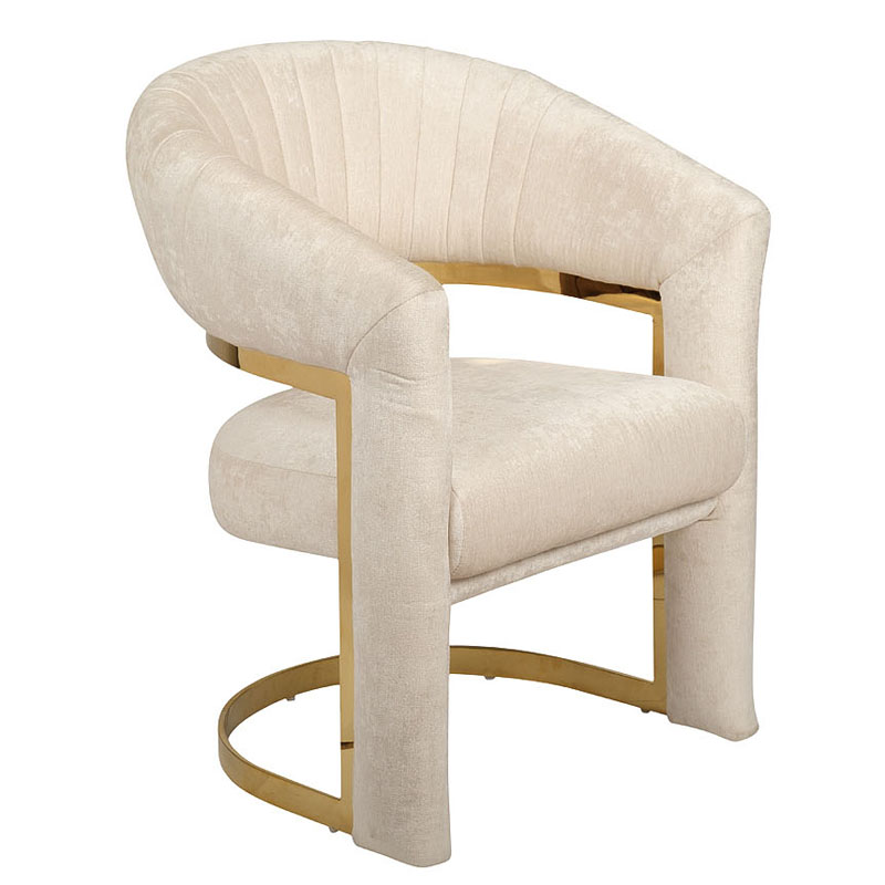 Полукресло Valbonne Chair cream velour Кремовый Глянцевое золото Полукресло Valbonne Chair cream velour Кремовый Глянцевое золото во Владивостоке | Loft Concept