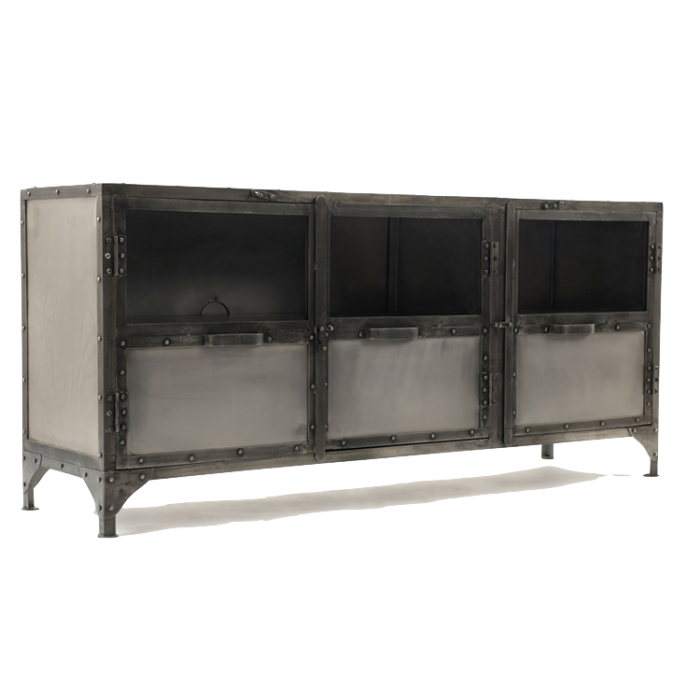 Комод металлический Industrial Steampunk Nickel 3 Door Сoncole Комод металлический Industrial Steampunk Nickel 3 Door Сoncole во Владивостоке | Loft Concept