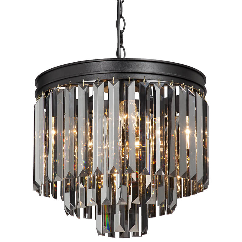 Люстра ODEON Gray glass 3-TIER Black Серое стекло D 36 Черный матовый Люстра ODEON Gray glass 3-TIER Black Серое стекло D 36 Черный матовый во Владивостоке | Loft Concept