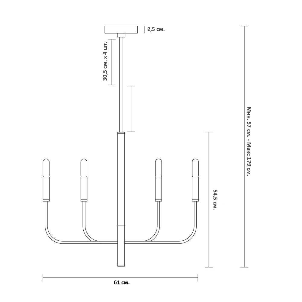 Люстра с 6-ю лампами Chandelier with Seamless Curve во Владивостоке
