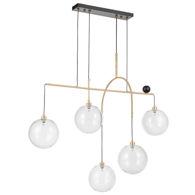 Люстра Five Hanging Balls Chandelier Золотой Прозрачный Черный Люстра Five Hanging Balls Chandelier Золотой Прозрачный Черный во Владивостоке | Loft Concept