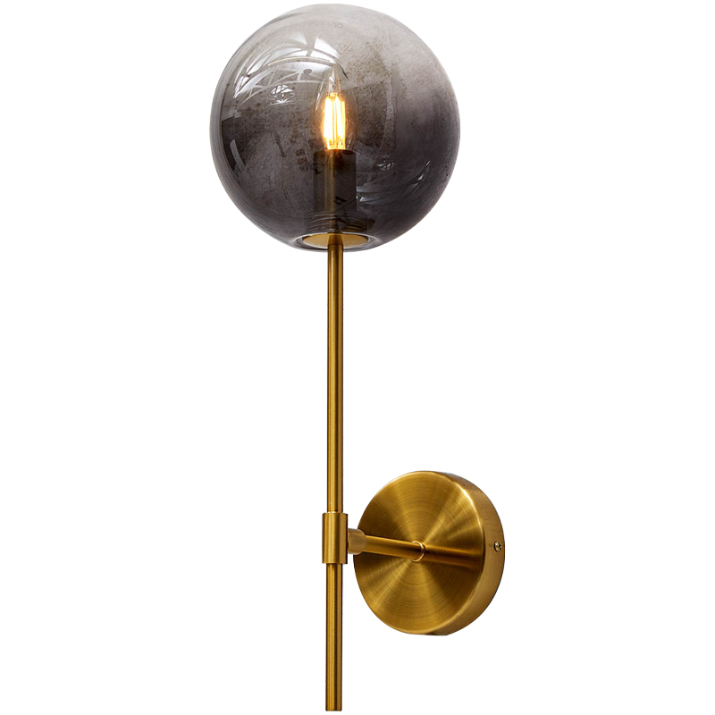 Бра стеклянный плафон шар Urmila Wall Lamp Серое стекло Золотой Серый Бра стеклянный плафон шар Urmila Wall Lamp Серое стекло Золотой Серый во Владивостоке | Loft Concept