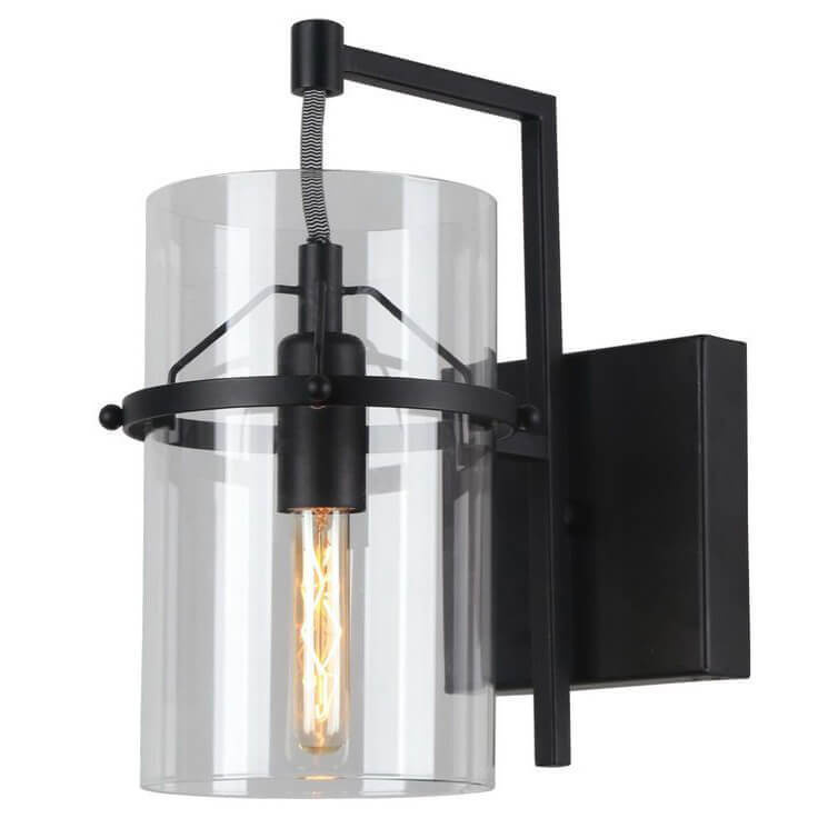 Бра Glass Cylinder Sconces Черный Прозрачный Бра Glass Cylinder Sconces Черный Прозрачный во Владивостоке | Loft Concept