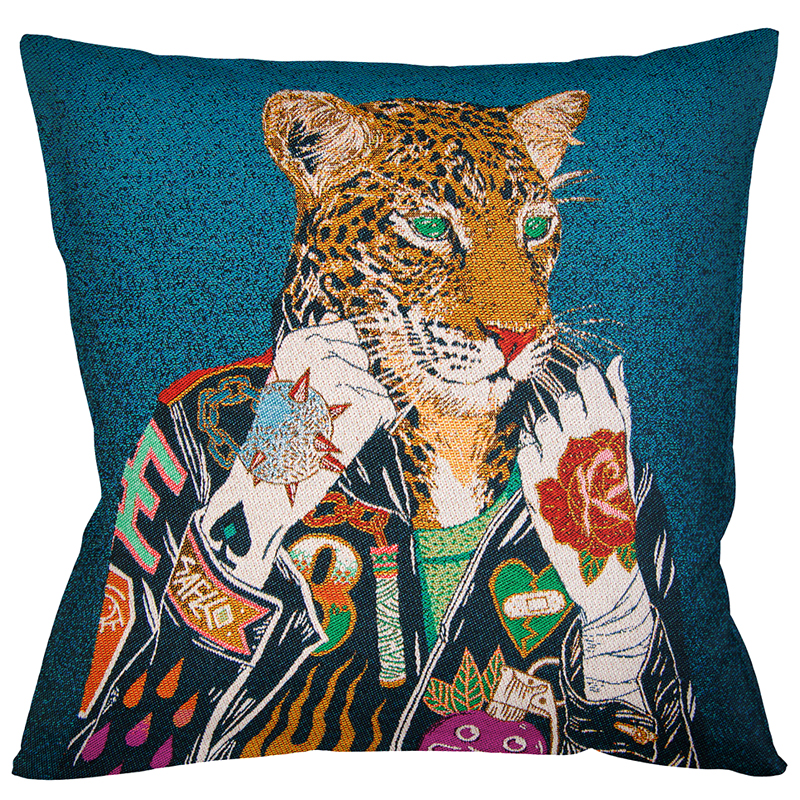 Декоративная подушка Leopard Blue Мульти Декоративная подушка Leopard Blue Мульти во Владивостоке | Loft Concept