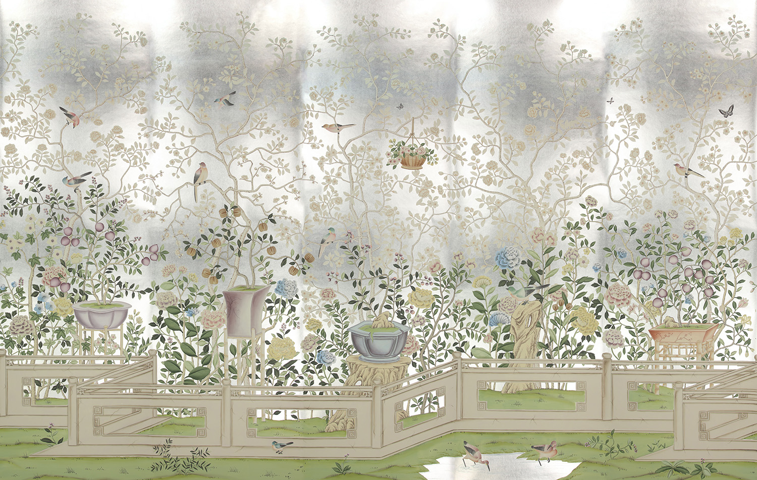 Обои ручная роспись Temple Newsam White Gold gilded silk Обои ручная роспись Temple Newsam White Gold gilded silk - постер Loft-Concept во Владивостоке