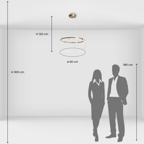 Люстра подвесная круглая золотого цвета с белыми изогнутыми световыми линиями Luke Lampco Tracer Lamp во Владивостоке