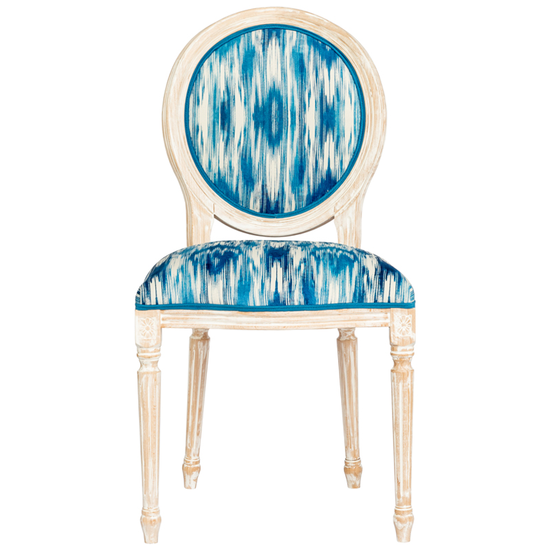 Стул с голубым узором Ikat Pattern Белый Голубой Стул с голубым узором Ikat Pattern Белый Голубой во Владивостоке | Loft Concept