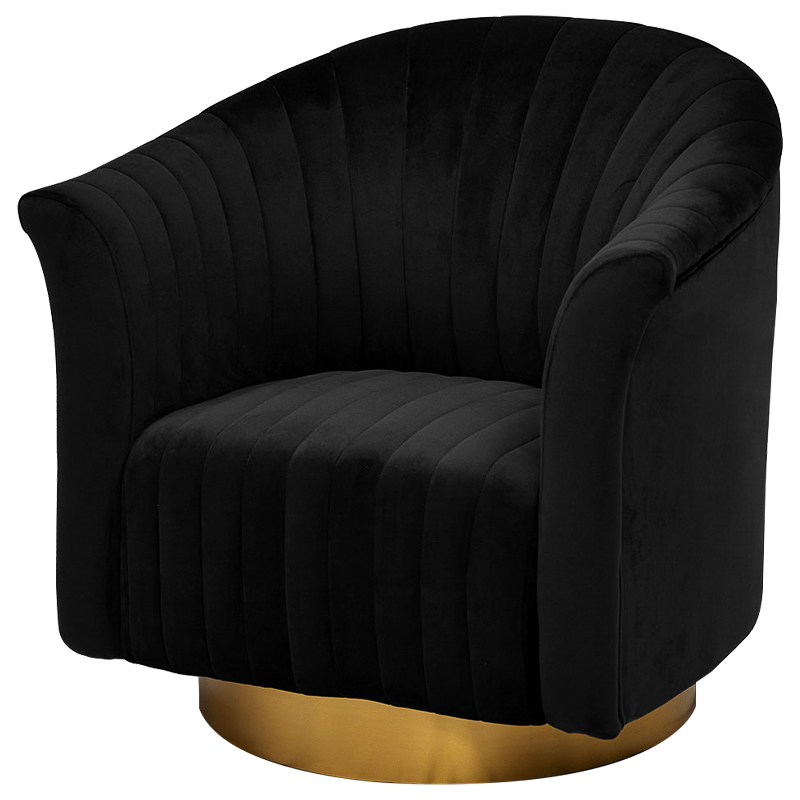 Кресло вращающееся в чёрной велюровой обивке Toronto Black Armchair Черный Золотой Кресло вращающееся в чёрной велюровой обивке Toronto Black Armchair Черный Золотой во Владивостоке | Loft Concept
