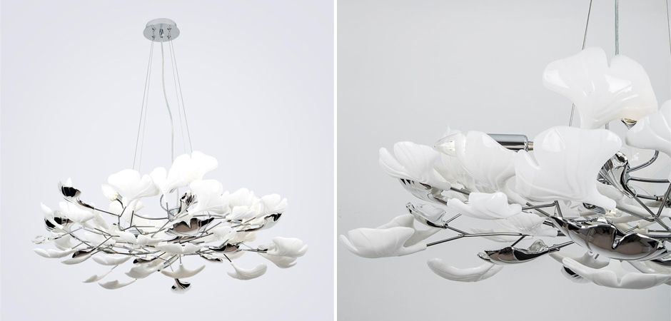 Декоративная люстра Wintery flover Silver с Белыми плафонами Декоративная люстра Wintery flover Silver с Белыми плафонами - Loft-Concept во Владивостоке
