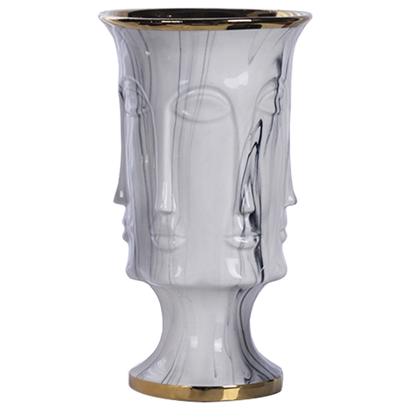 Ваза DORA MAAR URN Grey Marble Vase Глянцевое золото Белый Мрамор Bianco во Владивостоке | Loft Concept 
