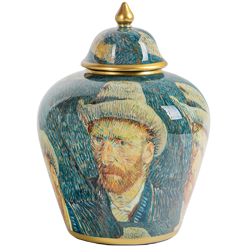 Ваза с крышкой Vincent Van Gogh Vase Изумрудный Золотой Бежевый Мульти Ваза с крышкой Vincent Van Gogh Vase Изумрудный Золотой Бежевый Мульти во Владивостоке | Loft Concept