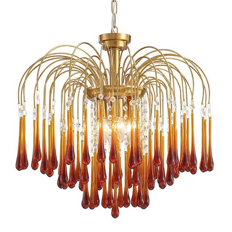 Дизайнерская люстра Amber Drops Chandelier Золотой Янтарный Дизайнерская люстра Amber Drops Chandelier Золотой Янтарный во Владивостоке | Loft Concept