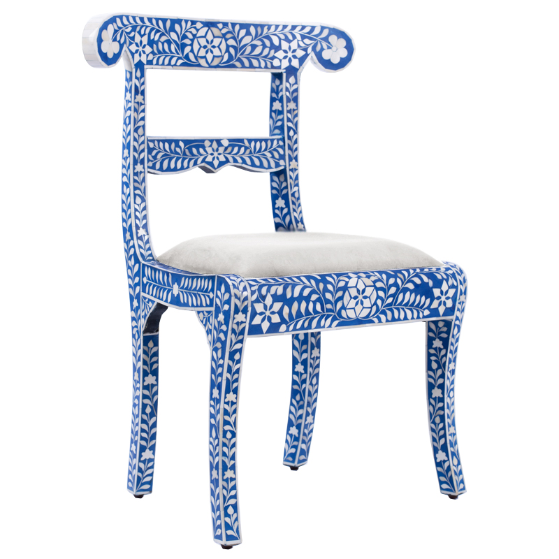 Стул инкрустация костью Bone Inlay Chairs синий Белый Синий Молочный Стул инкрустация костью Bone Inlay Chairs синий Белый Синий Молочный во Владивостоке | Loft Concept