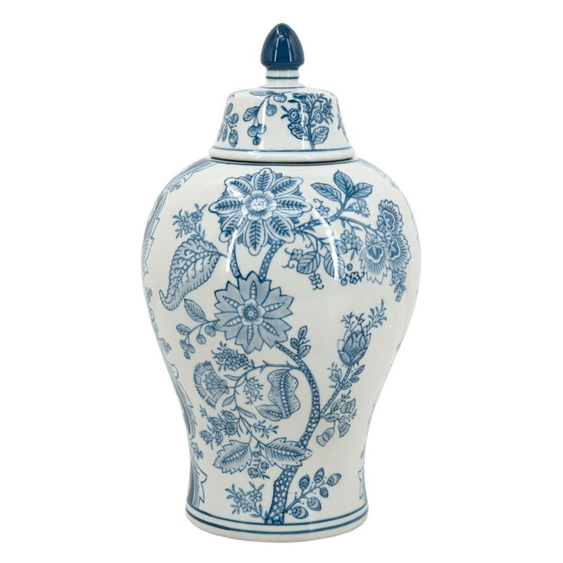 Ваза с крышкой и голубым цветочным рисунком на белом фоне Blue & White Ornament Белый Голубой Ваза с крышкой и голубым цветочным рисунком на белом фоне Blue & White Ornament Белый Голубой во Владивостоке | Loft Concept