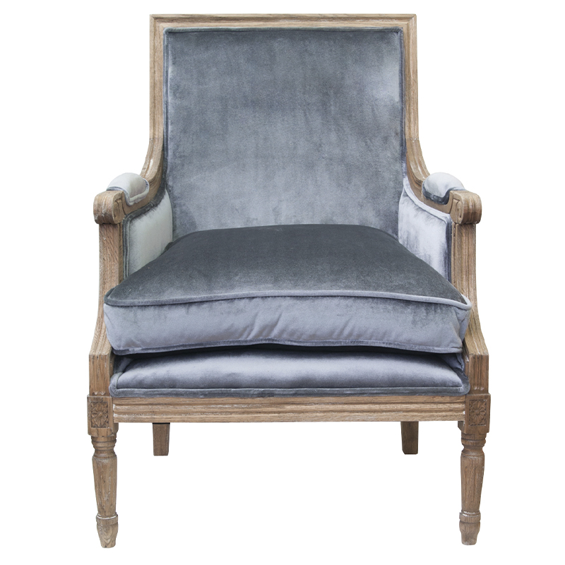 Кресло William Classical Armchair grey velvet Серый Коричневый Кресло William Classical Armchair grey velvet Серый Коричневый во Владивостоке | Loft Concept