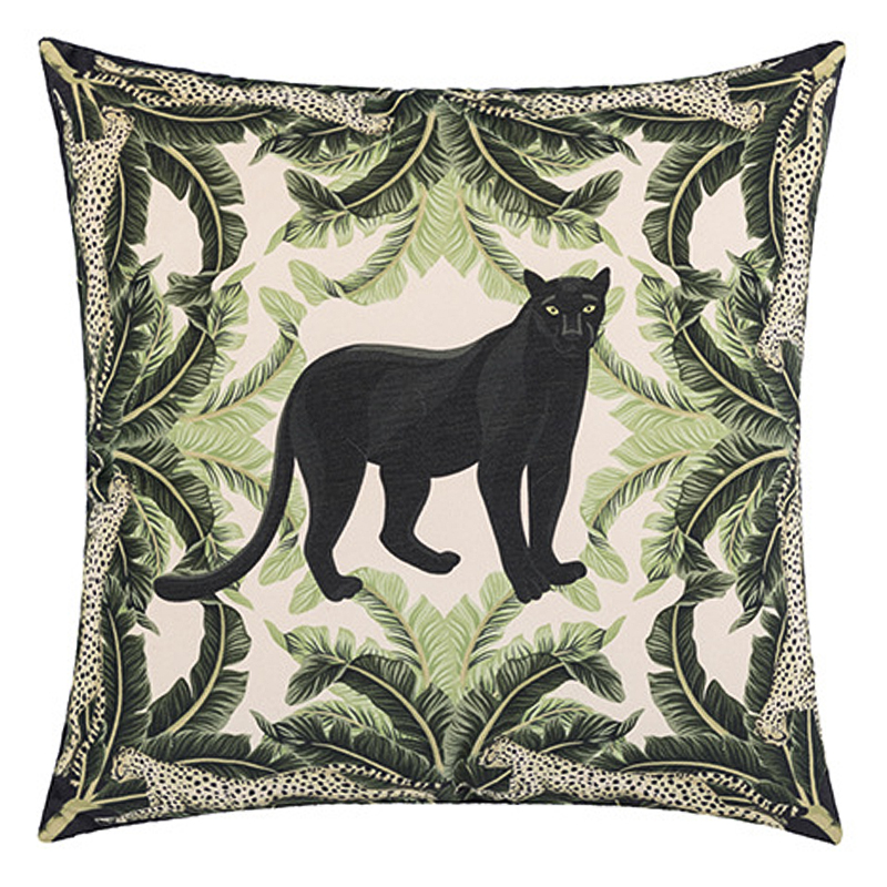 Декоративная подушка Черная Пантера Black Panther Cushion Бежевый Черный Зеленый Декоративная подушка Черная Пантера Black Panther Cushion Бежевый Черный Зеленый во Владивостоке | Loft Concept