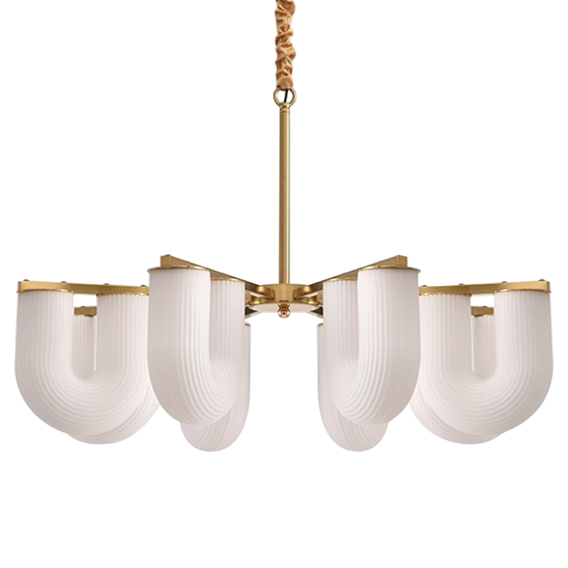 Люстра Berthe Arch Chandelier 8 плафонов Белое матовое стекло Латунь Хром Люстра Berthe Arch Chandelier 8 плафонов Белое матовое стекло Латунь Хром во Владивостоке | Loft Concept