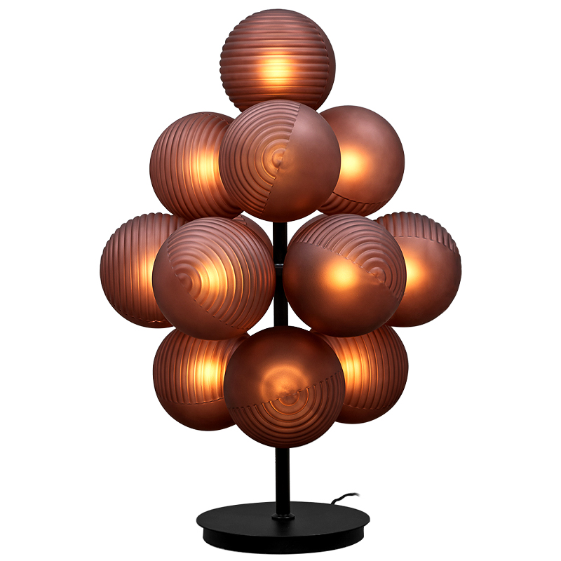 Настольная лампа с круглыми плафонами Syridine Lamp Янтарный Черный Настольная лампа с круглыми плафонами Syridine Lamp Янтарный Черный во Владивостоке | Loft Concept