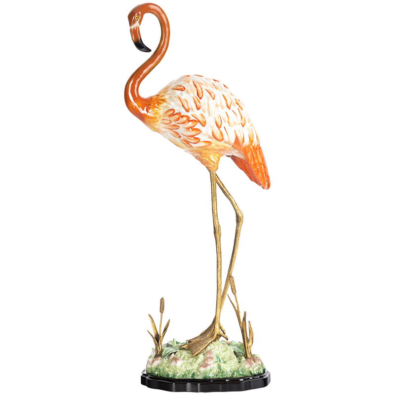 Декоративная статуэтка Flamingos Porcelain Statuette Красный Зеленый Бронза Декоративная статуэтка Flamingos Porcelain Statuette Красный Зеленый Бронза во Владивостоке | Loft Concept