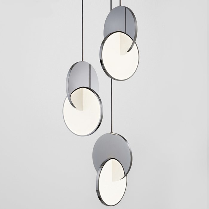 Подвесной светильник Eclipse Pendant Light Хром Белый Подвесной светильник Eclipse Pendant Light Хром Белый во Владивостоке | Loft Concept