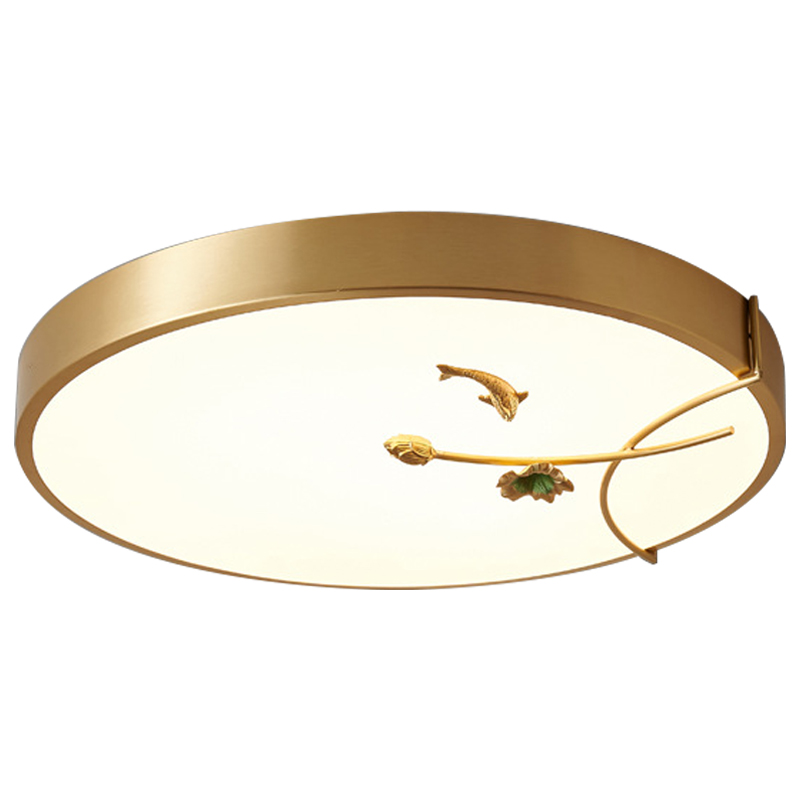 Круглый потолочный светильник Gold Fish Round Ceiling Lamp Золотой Золотой Белый Зеленый во Владивостоке | Loft Concept 