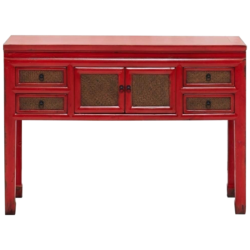 Деревянная консоль в китайском стиле с ящиками и дверцами красная Chinese Console Table Красный Коричневый Деревянная консоль в китайском стиле с ящиками и дверцами красная Chinese Console Table Красный Коричневый во Владивостоке | Loft Concept