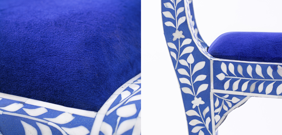 Стул инкрустация костью Bone Inlay Chairs синий - фото №1