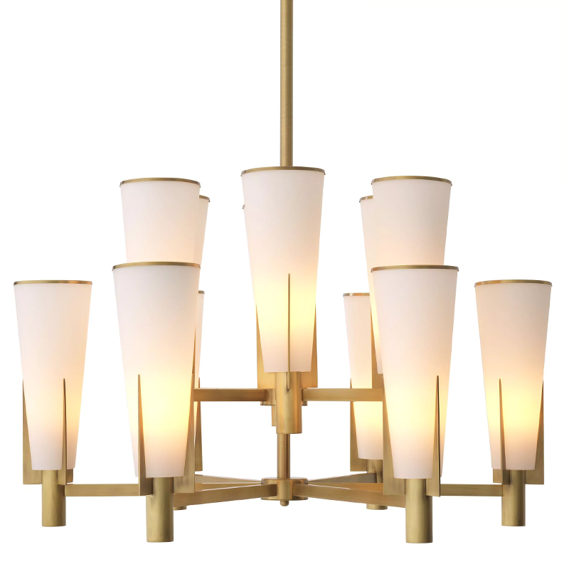 Люстра Eichholtz Dino Chandelier Double Латунь Белое матовое стекло Люстра Eichholtz Dino Chandelier Double Латунь Белое матовое стекло во Владивостоке | Loft Concept