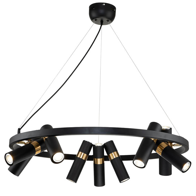 Люстра Rickon Chandelier Spot 18 Черный Золотой Люстра Rickon Chandelier Spot 18 Черный Золотой во Владивостоке | Loft Concept