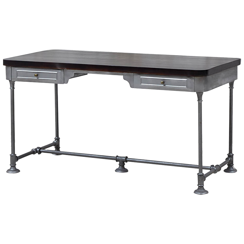 Рабочий стол Iston Metal Wood Desk Серый Коричневый Латунь Рабочий стол Iston Metal Wood Desk Серый Коричневый Латунь во Владивостоке | Loft Concept