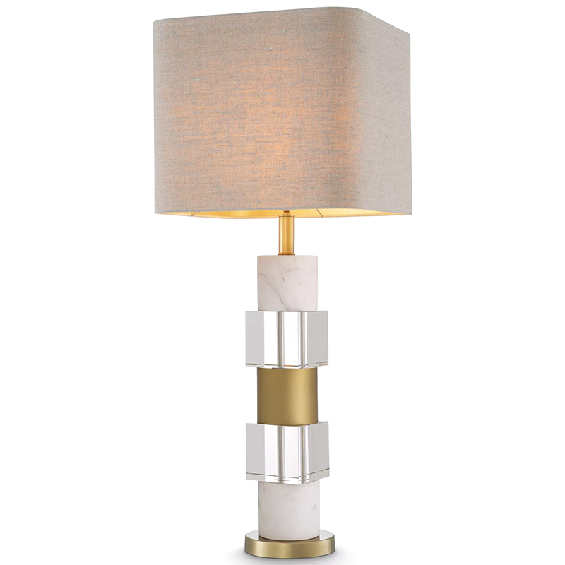 Настольная лампа Eichholtz Table Lamp Cullingham White Marble Прозрачное Стекло Белый Мрамор Bianco Бежево-серый Латунь Настольная лампа Eichholtz Table Lamp Cullingham White Marble Прозрачное Стекло Белый Мрамор Bianco Бежево-серый Латунь во Владивостоке | Loft Concept