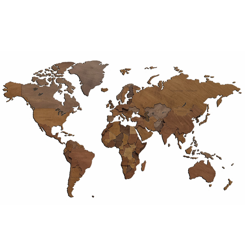 Аксессуар на стену Wooden World Map цвет орех Орех Аксессуар на стену Wooden World Map цвет орех Орех во Владивостоке | Loft Concept