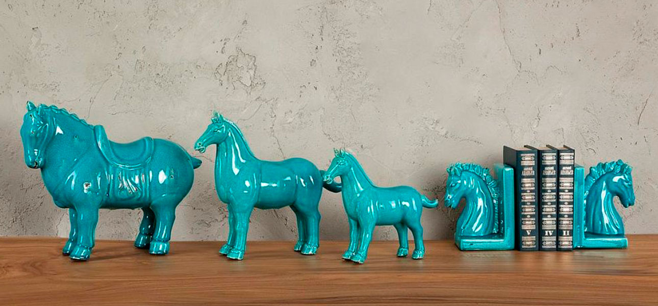 Фигурка керамика синяя лошадь Blue Horse - фото №1